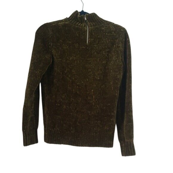 Philosophy Womens Knit Plush Velvet Olive Green Sweater Size S Warm Autumn Soft - Picture 4 of 8